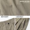 Solid Color Loose Doubles Pleated Casual Pants Men's Spring and Summer Retro Versatile Silhouette Straight-leg Pants Trendy Brand Textured Six-point