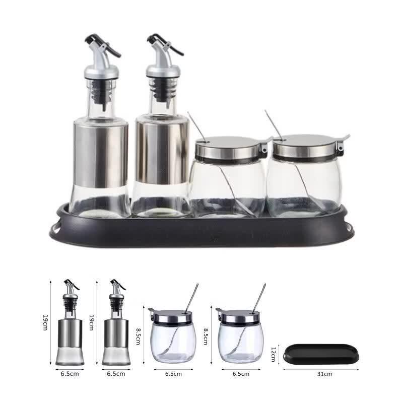 Glass & Stainless Steel Seasoning Set