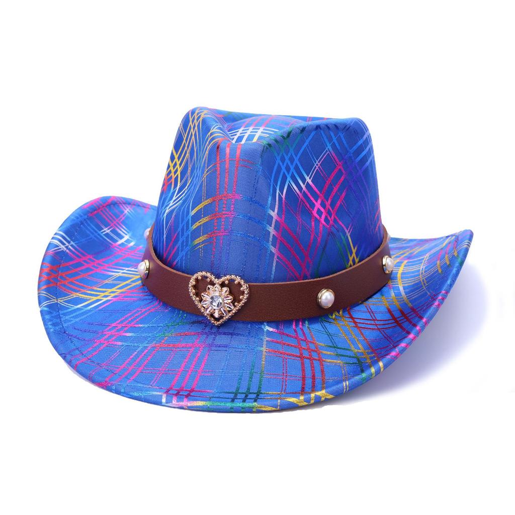Party Holiday Top Hat Colorful Peach Top Western Cowboy Hat Men'S And Women'S Fashion Versatile Jazz Hat