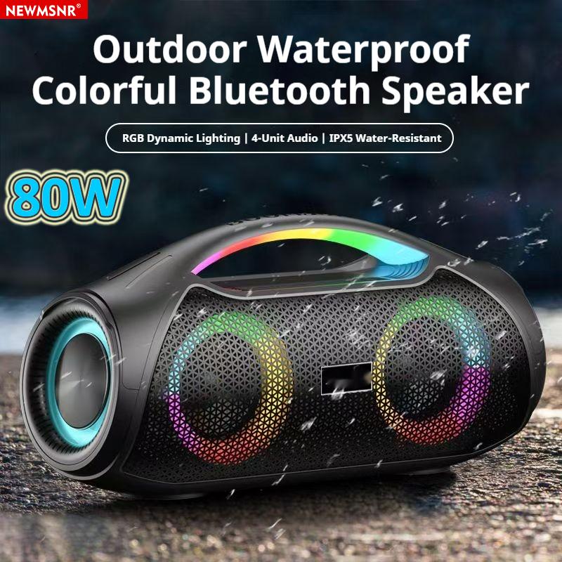 80W High Powerful Shocking Bass RGB Bluetooth Speaker Portable Surround Sound Waterproof Wireless Subwoofer Boombox Home Karaoke