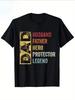 100% Cotton Vintage Dad Printed Men's T-Shirt | "Husband Father Hero Protector Legend" Design,