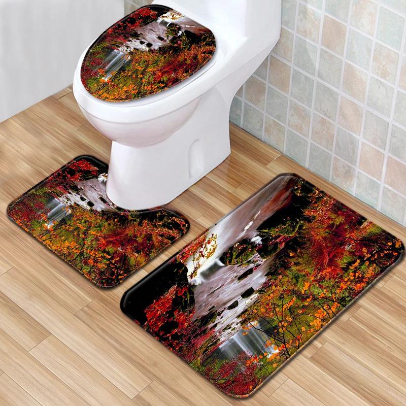 Landscape Bathroom Floor Mat Toilet Three-Piece Set