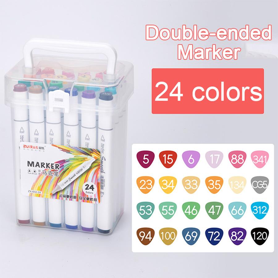 Bunter Doppelseitiger Marker Glatte Kreation Faserspitze Stiftkappe mit Farbcode Komfortabler Griff Studenten Malerei Studium