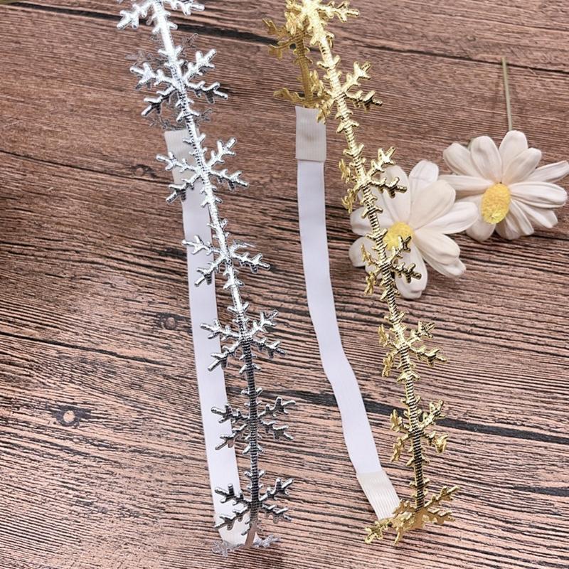 Cute Christmas Headbands with Snowflakes Pattern Trendy Elastic Headdress Lovely Hair Accessories for Baby Girls Gift