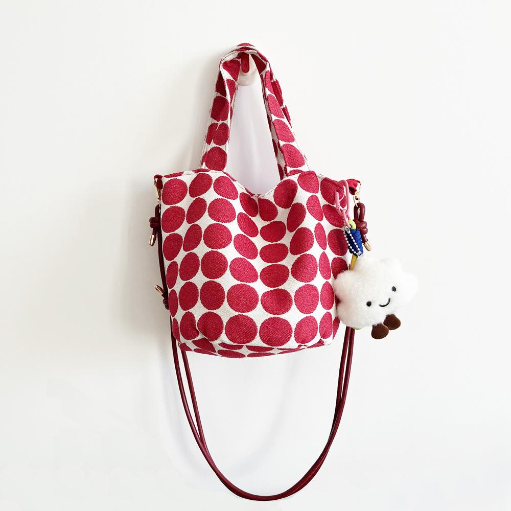 Simple Polka Dot Fabric Women's Shoulder Bags Fashi Versatile Ctrast Color Female Handbag Casual Ladies Messenger Bags