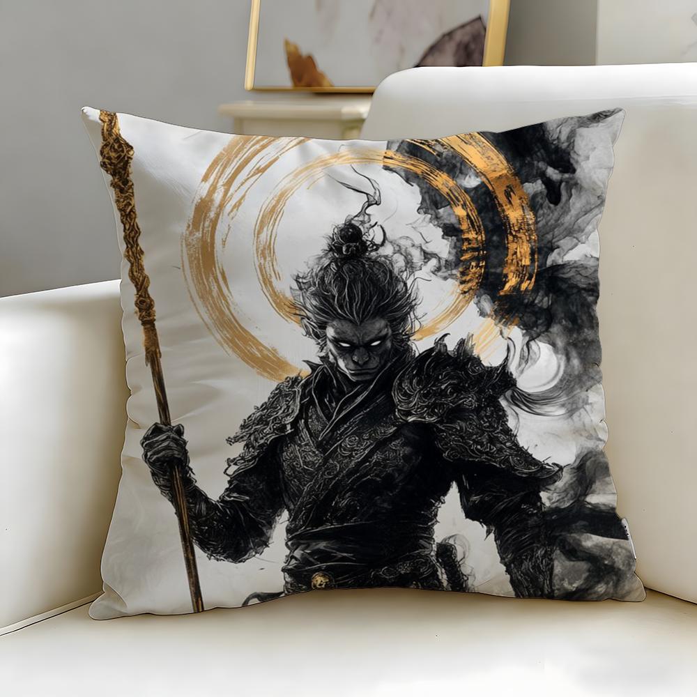 popular game Black Myth Wukong Cushion Cover Soft  EasyWash Pillow Case  Versatile for Couch Bed Travel and Office