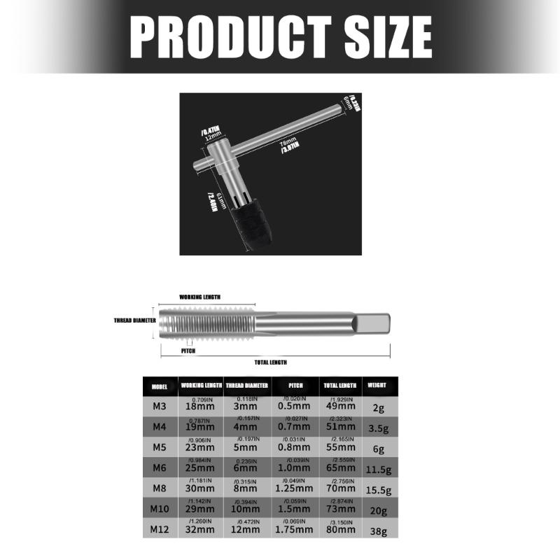 T-Handle Tap Wrench Threading Tool Set With Antislip Grip Suitable For Industrial Repair Home Improvement Projects