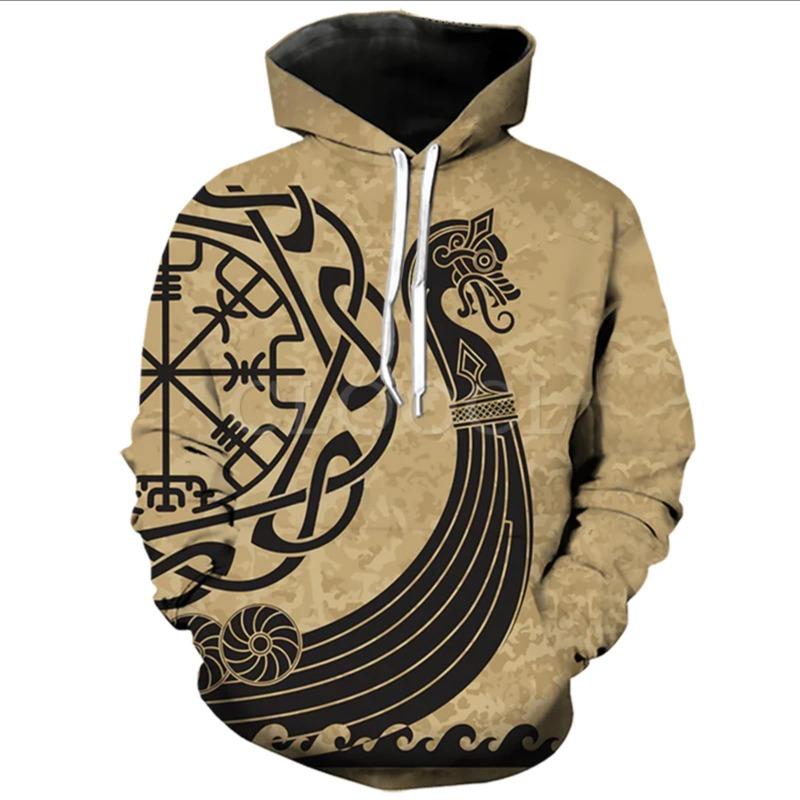 2024 Nuova Felpa con Cappuccio 3d Stampa Viking Harajuku Pullover Felpa con Cappuccio da Uomo Oversize Vintage Abbigliamento Maschile Autunno Manica Lunga