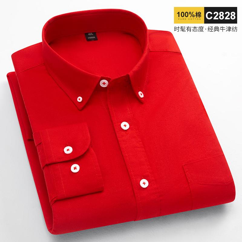 Spring and Autumn New Fashion Trend Pure Cotton Youth Fashion Versatile Oxford Solid Color Men's Long Sleeve White Work Shirt
