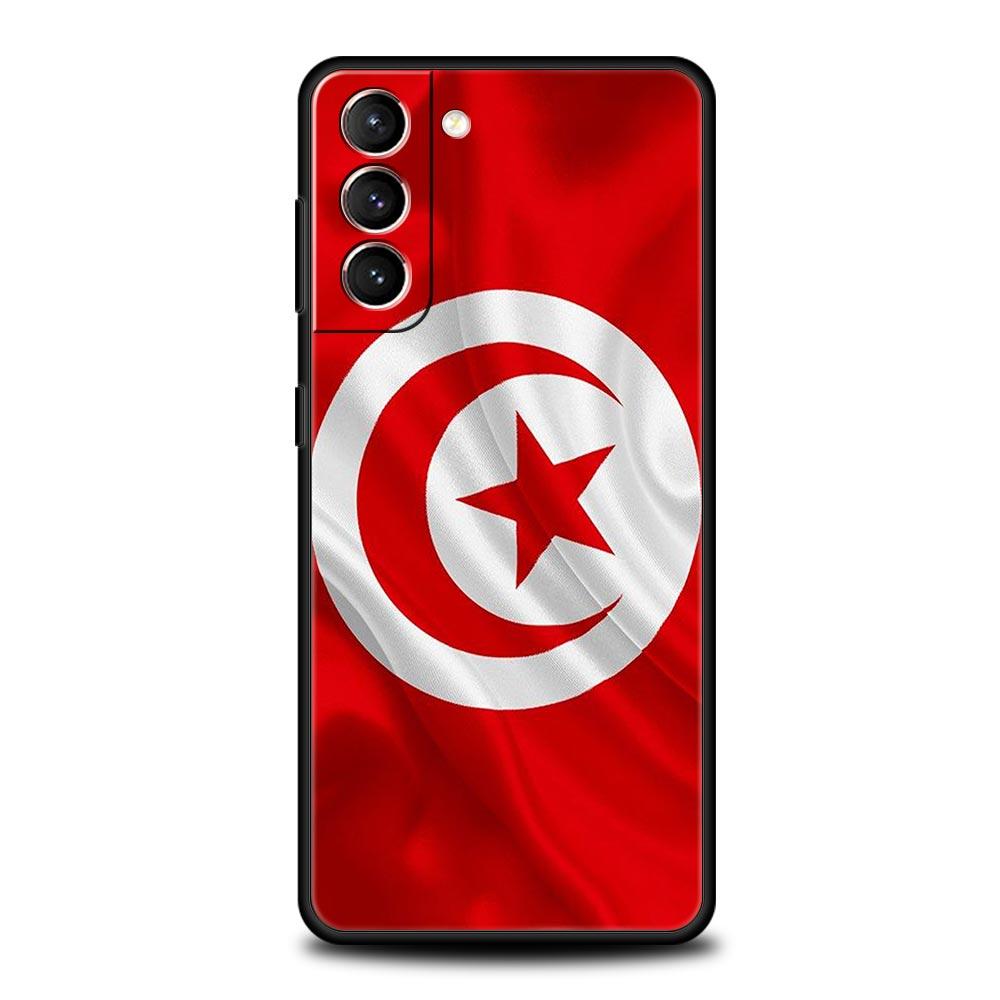 Tunisia Flag Phone Case For Samsung Galaxy S26 Ultra S25 Plus S24 FE S23 S22 5G S21 S20 Cover Black Soft