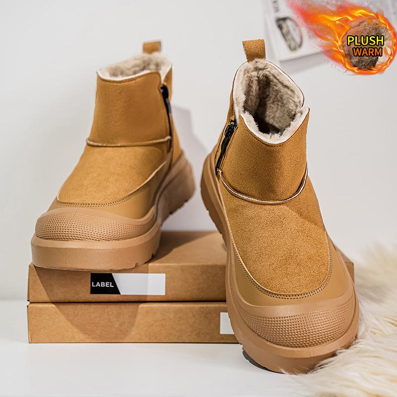 Pánské trendy nadměrné velikosti měkká podrážka zvýšení výšky zimní teplé kožešinové sněhule polstrované podšívkované kotníkové boty protiskluzové turistické ležérní sportovní martensky