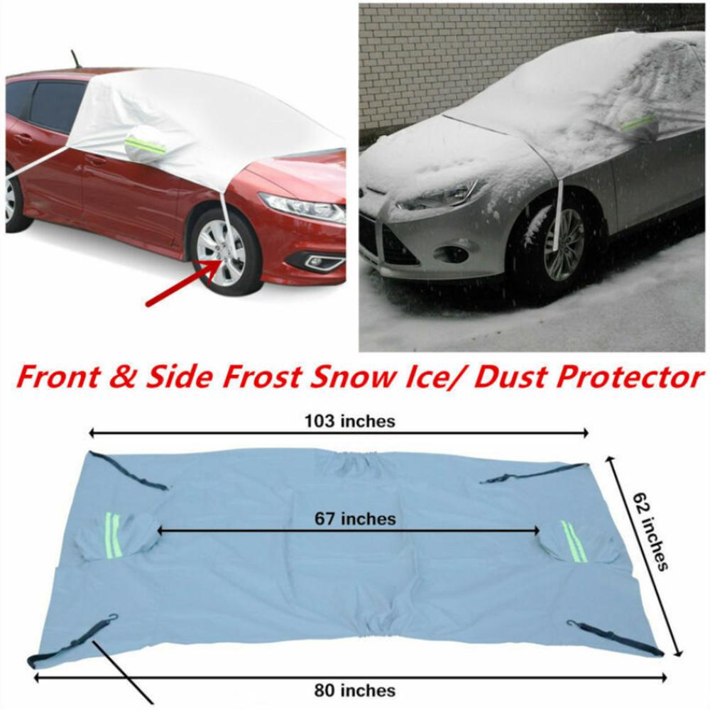 Car Front Windshield & Side Mirror Sun Snow Frost Ice Protector Tarp Flap Cover