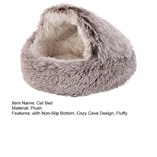 Flauschige Katzenhöhlenbett Rundes Warmes Plüsch-Katzenbett mit Rutschfestem Boden Waschbares Überdachtes Beruhigungsbett für Haustiere für Wohnungskatzen Kleine Hunde