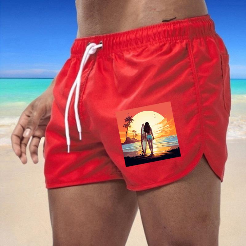 

BBK-86 Летние Новые Мужские Быстросохнущие Плавки Спортивные Штаны Купальники Пляжные Шорты Шорты для Бега Спортивные Креативный баскетбольный принт 4XL красный