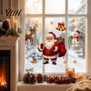 Elk Pattern Wall Decals Christmas Window Static Clings, PVC Santa Claus Snowman And Decorative Gifts Decals, Waterproof Reusable Glass Stickers