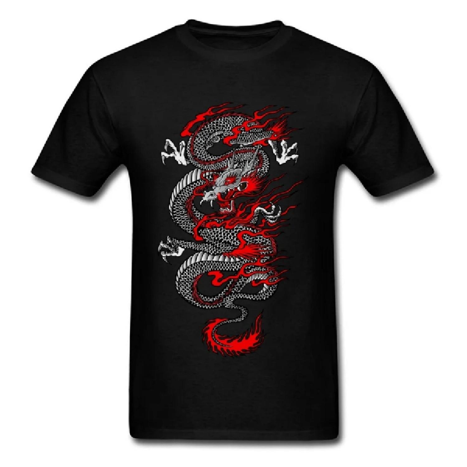 

Asian Dragon T-shirt Men Chinese Style T Shirt Mans Black Red Tops Graphic Tees Cotton Clothes O Neck Tshirt Free Shipping XXXXXL