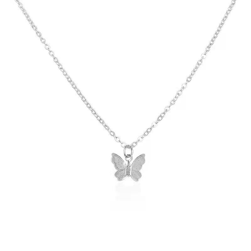 Trendy fashion versatile women's niche light luxury items, simple alloy butterfly pendant necklace