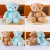 Tied Ribbon Teddy Bear Plush Toy Blue Brown Stuffed Animal Girls Birthday Gift
