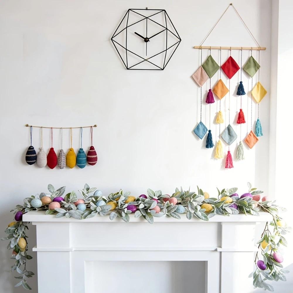 With Green Leaves Easter Egg Garland Plastic Faux Hanging Garland Spring Vine Garland  Office Party