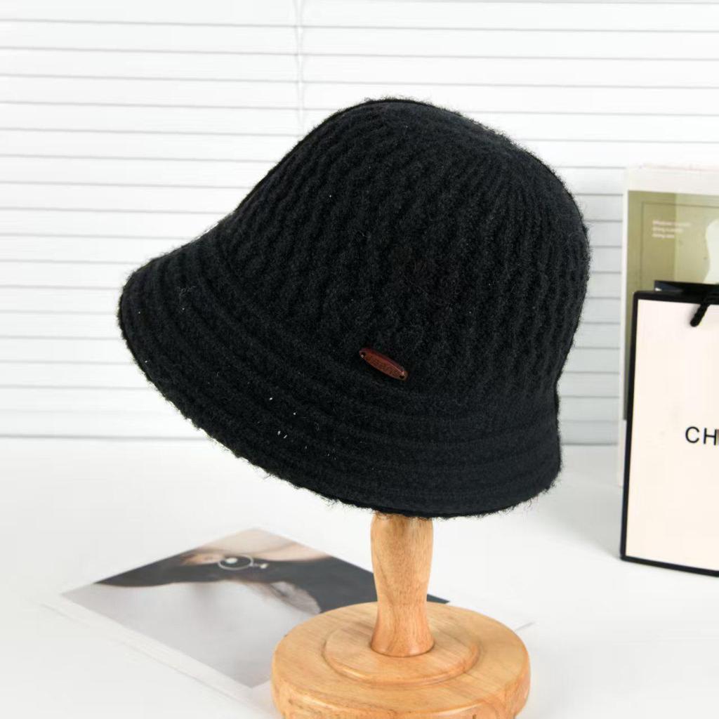 Winter Large Head Bucket Hat - Solid Knit Cashmere Wool, Windproof & Warm Fisherman Style