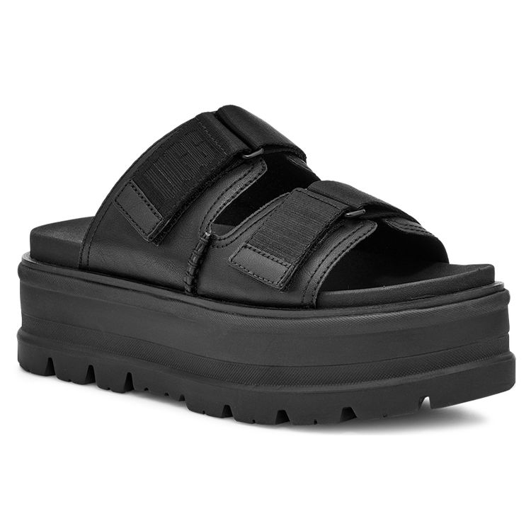 UGG Clem Dobbel Lag Lær Komfortable Delikate Mote Sandaler Dame Sandaler Svart 1119951-BLLE