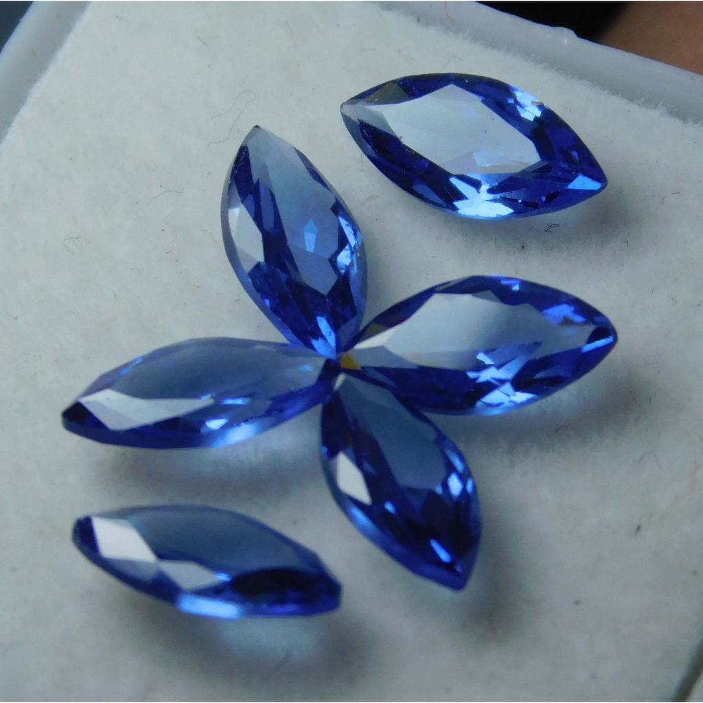 Ring Size 6 PCS, Blue Sapphire CERTIFIED Natural Marquise Cut Loose Gemstone Lot