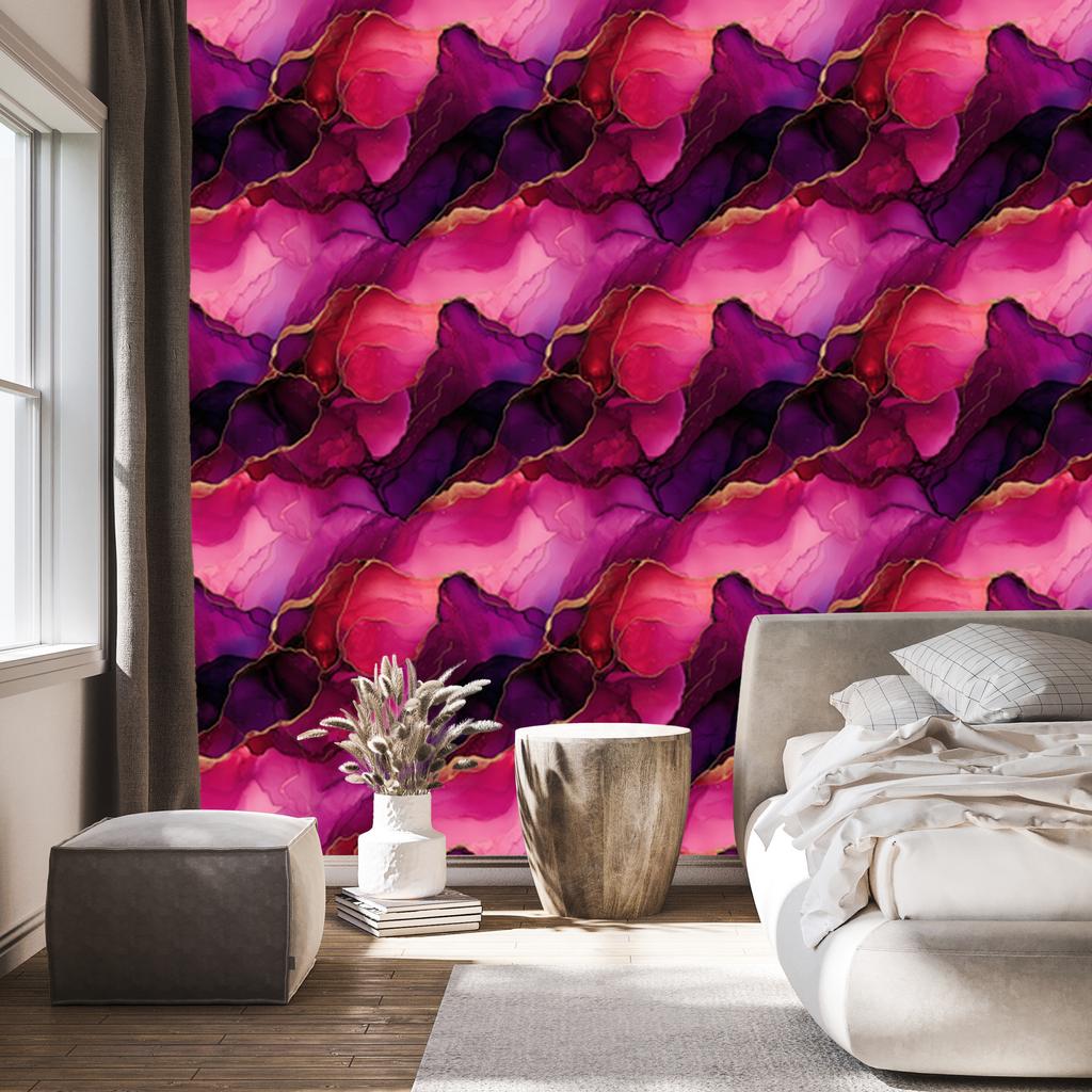 Ink Wallpaper Purple, Burgundy and Pink for Living Room and Bedroom 50x1000