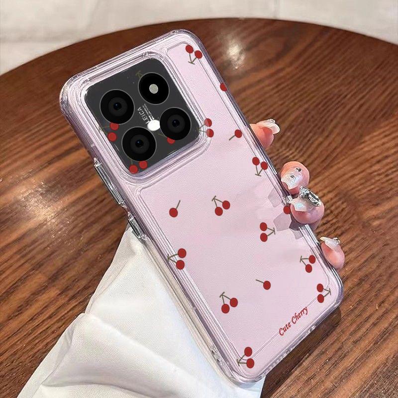 Red Cherry Fruits Pattern Case For Xiaomi Redmi Note 15 Pro 4G Funda Redmi Note 14 13 Pro 5G Clear TPU Silicone Soft Cover