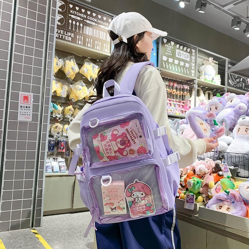 Schoolbag Japanese Ins Transparent Badge Pain Bag Backpack Women's Second Dimensional Comic-Con JK School Bag Student Girl Backpack