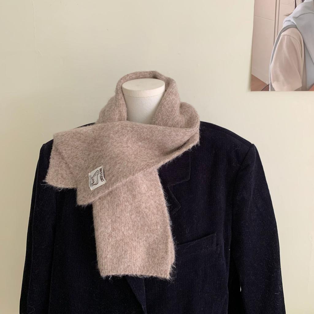 Women's Autumn and Winter Alpaca Wool Scarf Versatile Thickened, Soft, Skin-Friendly, Cross Short Solid Color Neck Warmer
