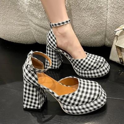 Fashion Vintage High Heels Mary Jane Shoes 2025 Women Patent Leather Platform Pumps Woman Elegant Solid Office Heels Thick-Heeled Shoes