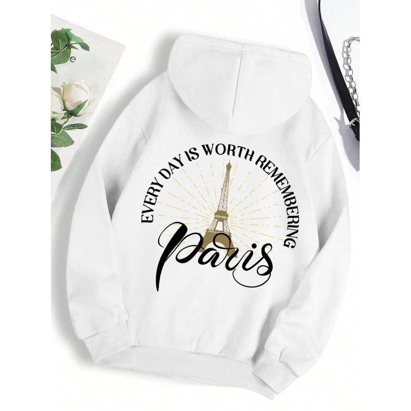 Paris Simple Letter Pattern Print Female Hoodie