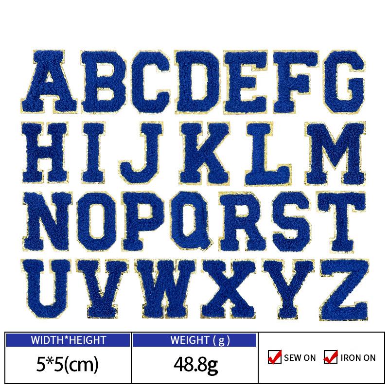 Colorful English Letter Chenille Embroidery Patches Iron on Sew on Garment Alphabet Crochet Patches for Clothing Hat Cap Craft