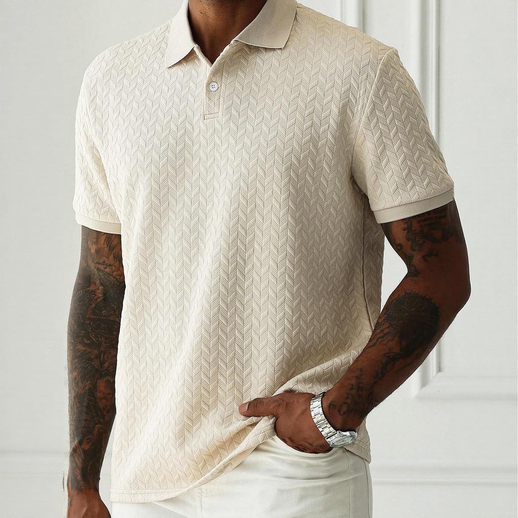 Men Short Sleeve Polo Shirt Knit Casual Athletic Fit Lightweight Soft Fabric Classic Collar Design