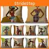 Decorative Cartoon Fashion African Woman Lady Cushion Covers Premium Quality Linen Throw Pillow Case 18