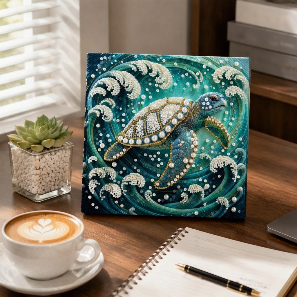 DIY 3D Diamond Painting Kit with Pearl Elements for Home Office Desktop Decoration Handcrafted Art Canvas Wall Decor Dolphin Design