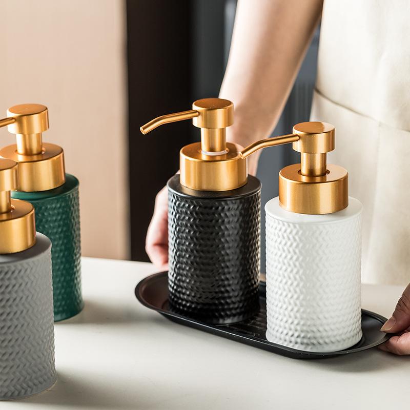 Ceramic Dispensing Bottle Lotion Squeeze Bottle Mousse Foaming Bottle Home Bathroom Dispensing Bottles Shower Gel Ceramic Bottle