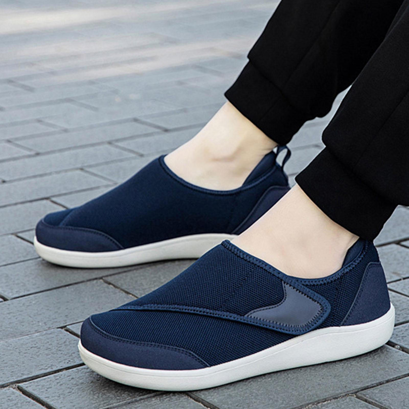 

Мужские кроссовки для ходьбы с регулируемым ремешком, противоскользящие, с круглым носком, амортизирующие, балетки 41 темно-синий