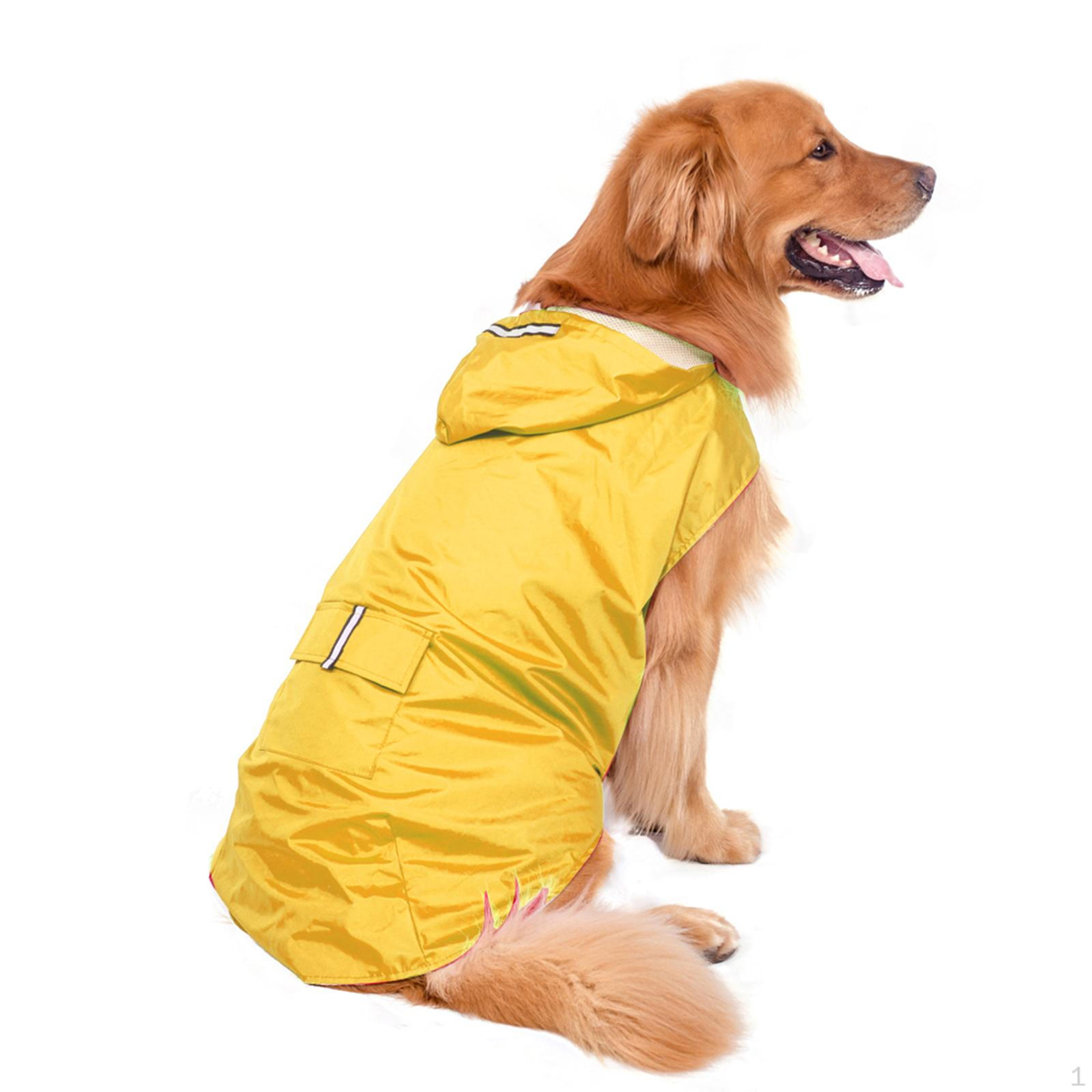 Dog Breathable Waterproof Hoodie Poncho with Safety Reflective Strip Outdoor Rainwear Clothes for Yellow 4XL