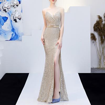 Party Sexy Long Evening Dress Thin Fishtail Long Skirt Evening Dresses