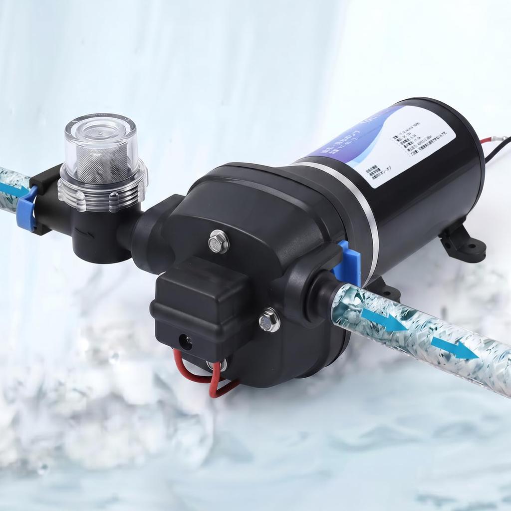 DC 12V Self-Priming Water Pump, Diaphragm Pump, 40 PSI, 17 L/min, Self-Priming Pump with Built-in Automatic Pressure Switch, for Campervans, Yachts, H