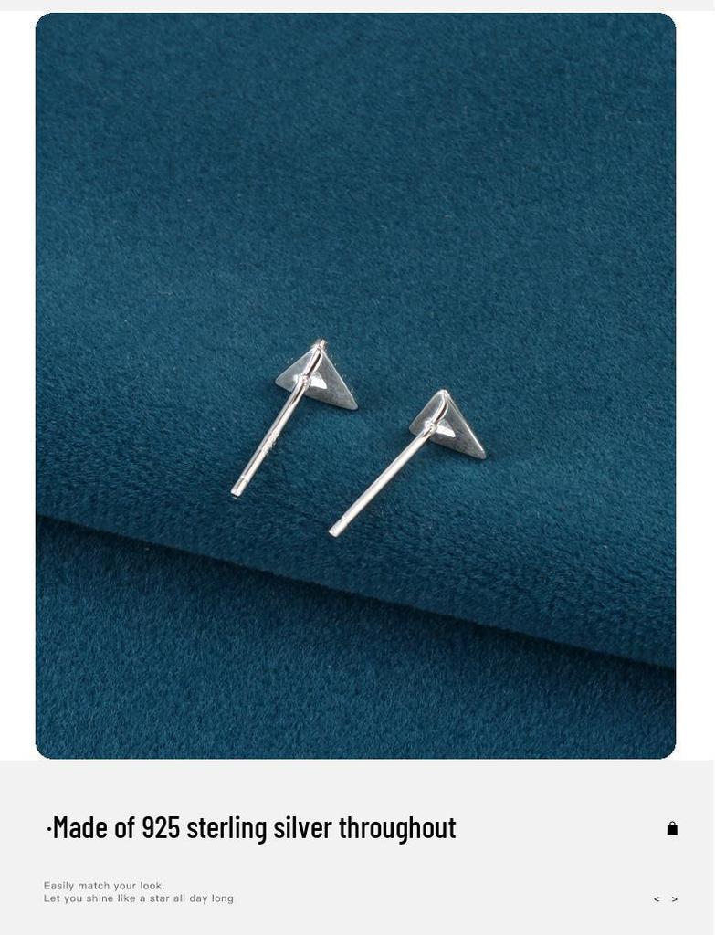 Elegant S925 Sterling Silver Crushed Ice Triangle Stud Earrings for Women, Minimalist Ins Style, Comfortable for Sleeping.