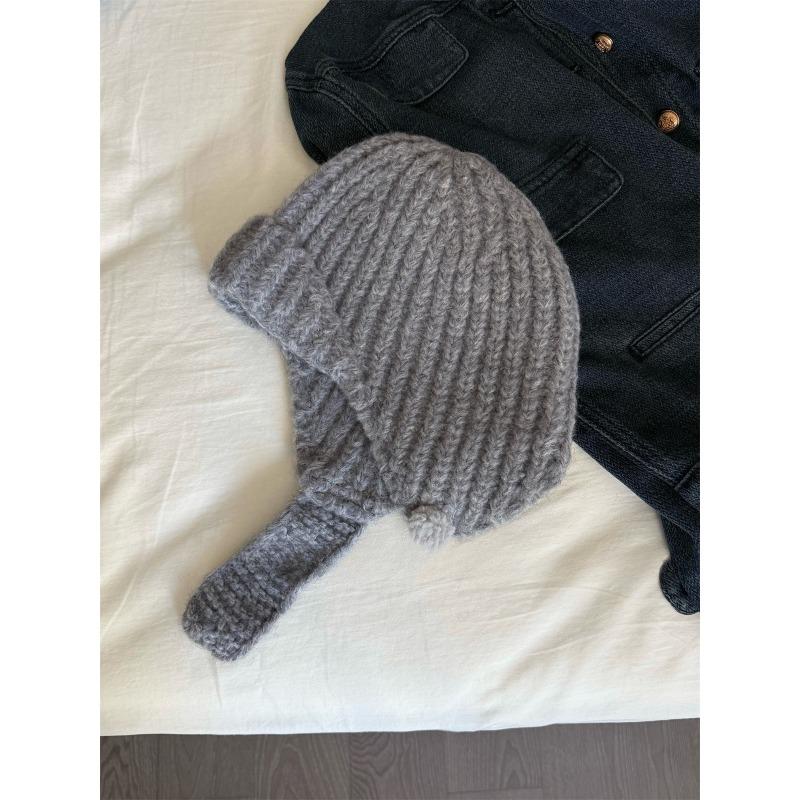 

Knitted Ear Protection Hat for Women in Autumn and Winter Cold Proof and Warm Headed Woolen Hat Small Lei Feng Hat Showing Face M（56-58cm）