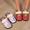 Christmas Casual Women's Slippers 2024 Winter Fabric Cartoon Design Waterproof Cap Anti Slip Flat Slippers Warm Wear-resistant