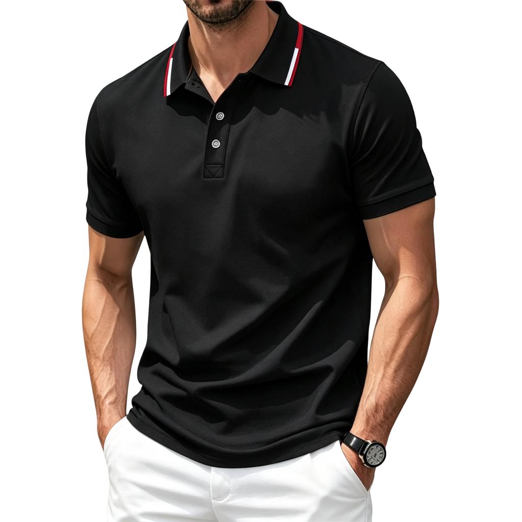 Men’s Short Sleeve Polo Shirt with Breathable Athletic Fabric Classic Turn-down Collar and Quick Dry Design for Summer Sports Casual Wear