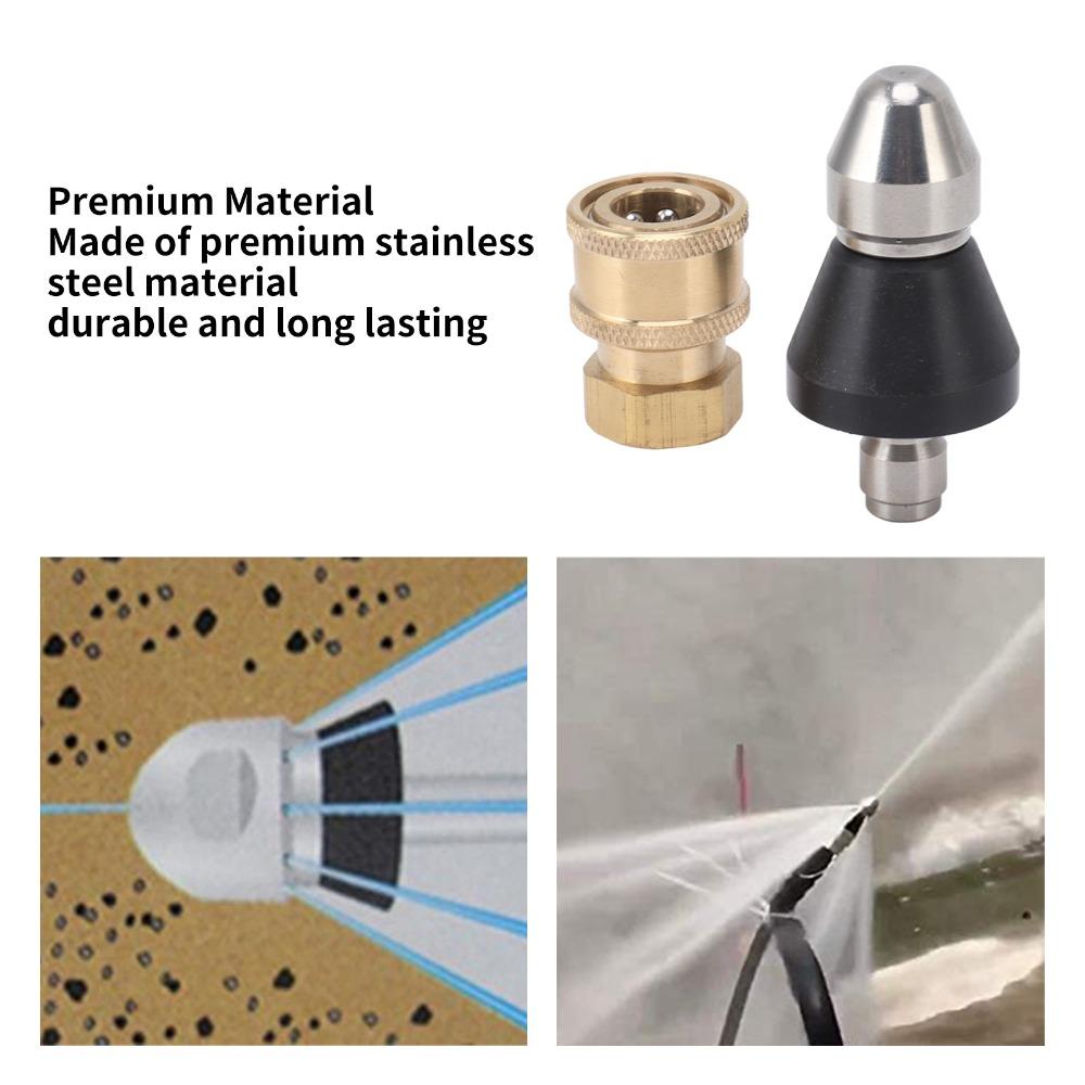 Stainless Steel Sewer Jetter Nozzle Quick Connect Drain Cleaning Jetter Pipe Blockage Removal