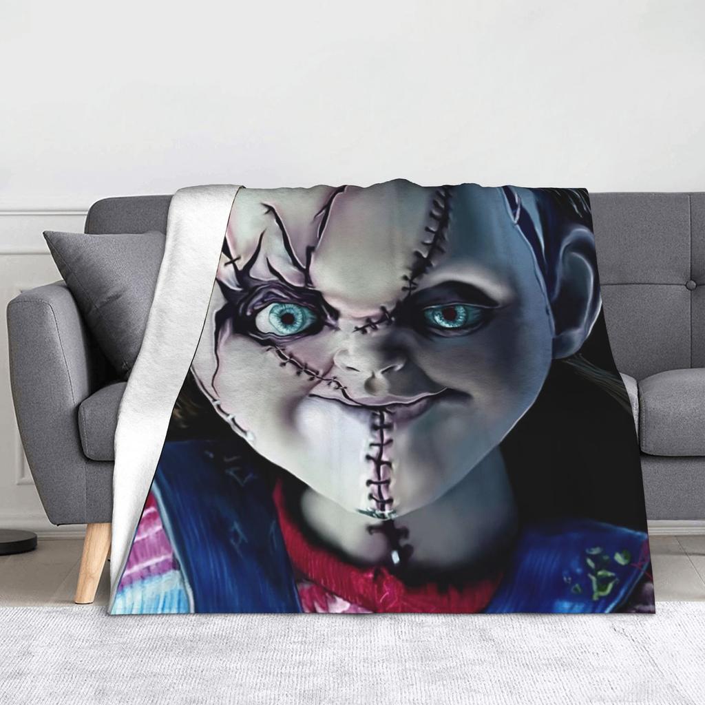 Chucky Childs Play Fleece Blanket Horror Movie Halloween Fashion Throw Blankets for Home 200x150cm Bedspreads