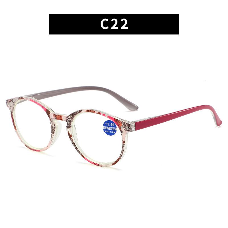 Women Reading Glasses Fashion Ultralight Round Frame Anti Blue Light Computer Eyeglasses +1.0 To +4.0