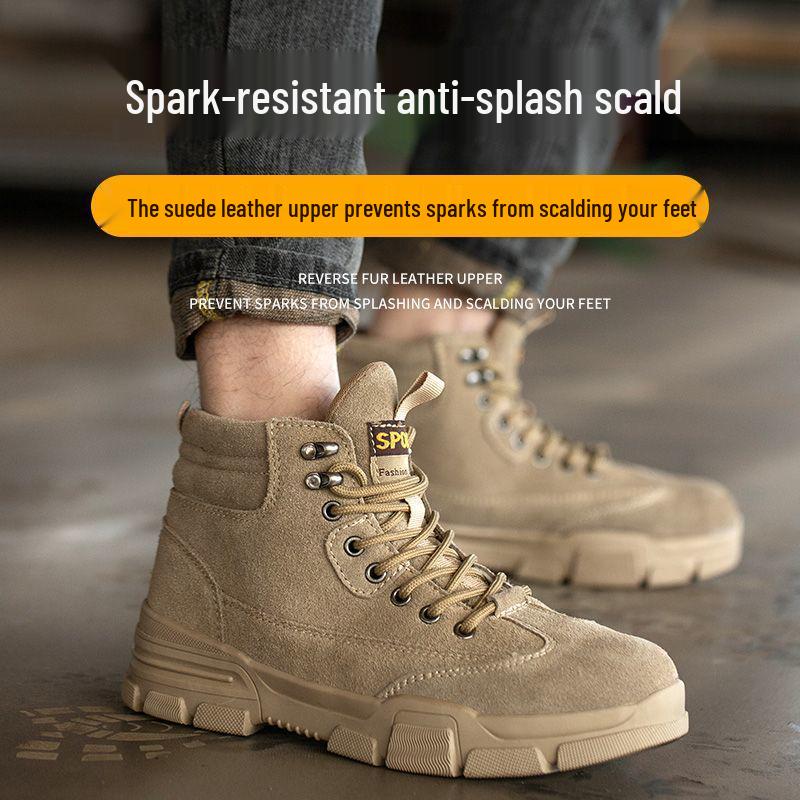 Unisex Winter Steel Toe Work Shoes - Anti-Smash, Anti-Puncture, Lightweight, Anti-Odor, Plus Velvet Cotton Lining for Welders.