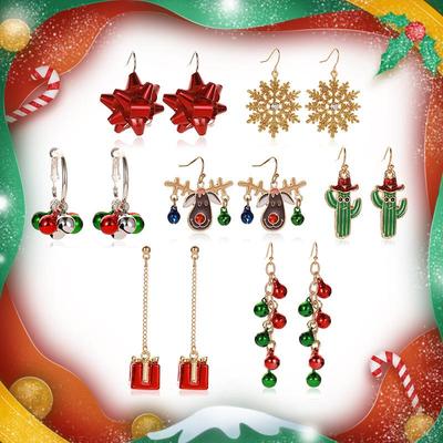 Rentierglöckchen Weihnachts-Ohrringe mit Schneeflocken-Quasten